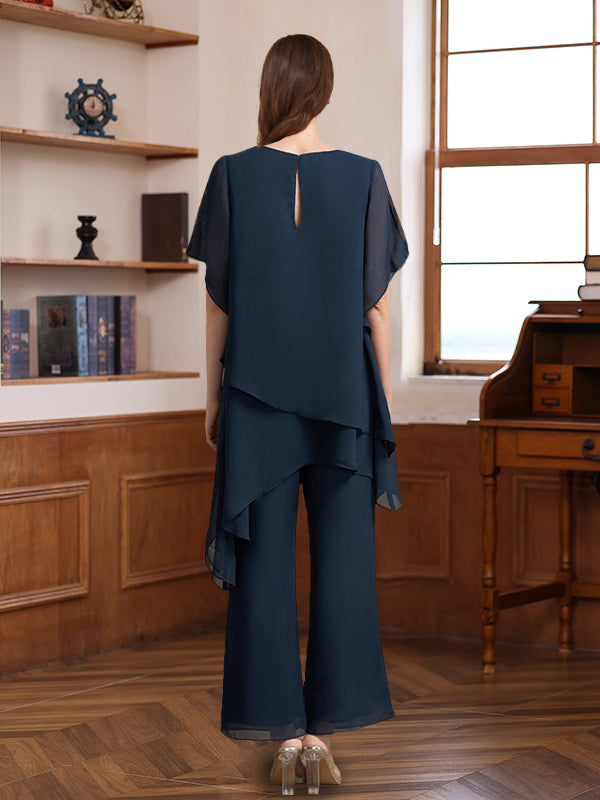 2 Pieces Scoop Half Sleeves Ankle-Length Mother of the Bride & Groom Pantsuits