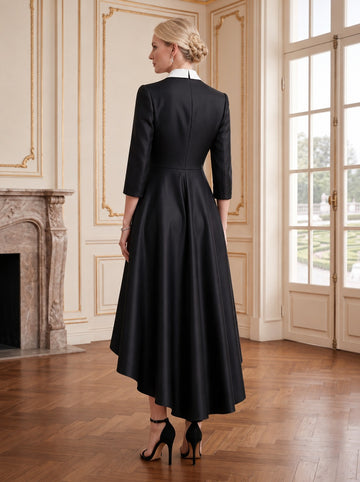 A-Line/Princess V-Neck Peaked Lapel 3/4 Sleeves Asymmetrical Mother of the Bride Dresses with Buttons