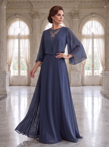 A-Line/Princess Scoop Sleeveless Floor-Length Pleated Mother of the Bride Dresses with Lace Appliques & Rhinestones & Shawl
