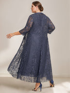 A-Line/Princess Scoop Chiffon Plus Size Mother of the Bride Dresses with Lace Wrap/Jacket