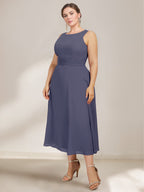 A-Line/Princess Scoop Chiffon Plus Size Mother of the Bride Dresses with Lace Wrap/Jacket