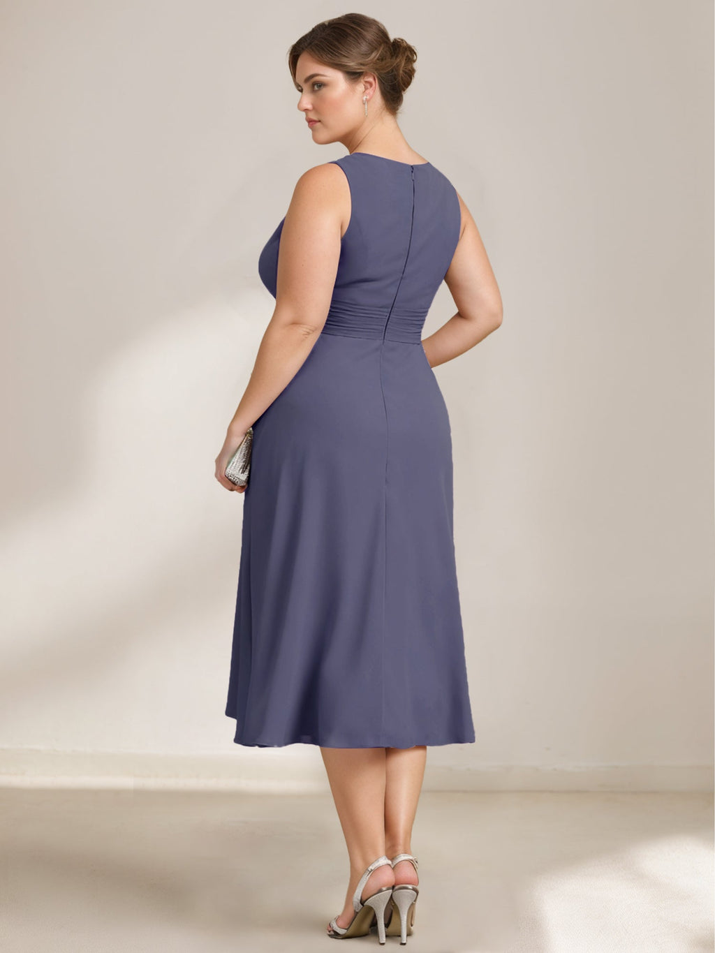 A-Line/Princess Scoop Chiffon Plus Size Mother of the Bride Dresses with Lace Wrap/Jacket