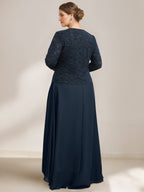 A-Line/Princess Scoop Plus Size Mother of the Bride Dresses with Wrap/Jacket Chiffon