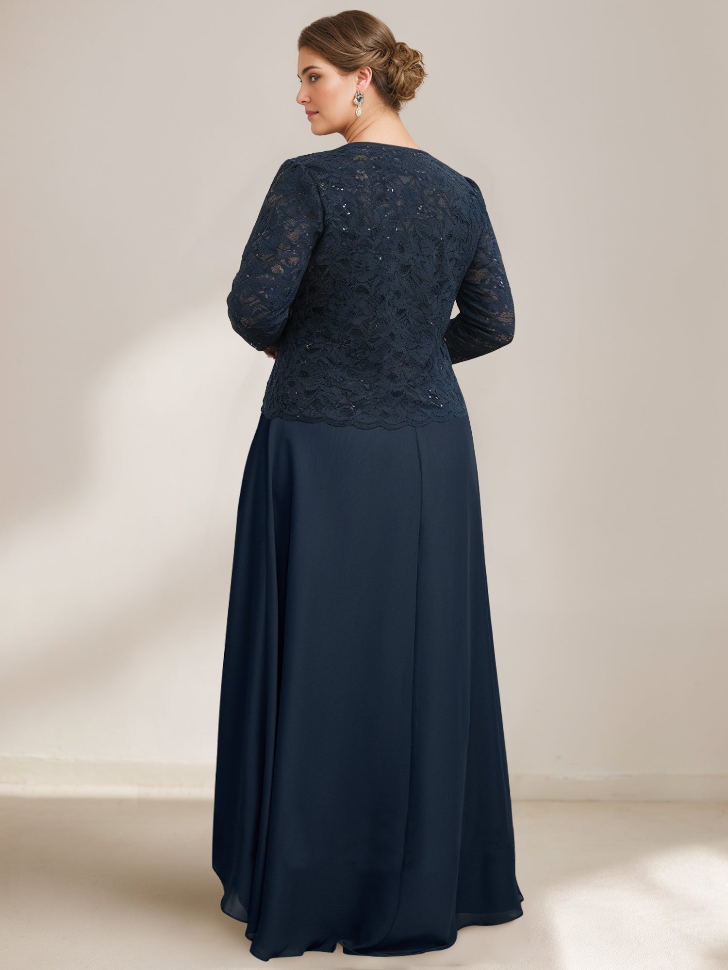 A-Line/Princess Scoop Plus Size Mother of the Bride Dresses with Wrap/Jacket Chiffon