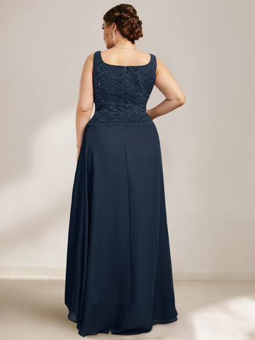 A-Line/Princess Scoop Plus Size Mother of the Bride Dresses with Wrap/Jacket Chiffon