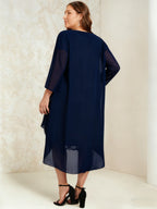 Sheath/Column Scoop Chiffon Plus Size Mother of the Bride Dresses with Wrap/Jacket Lace