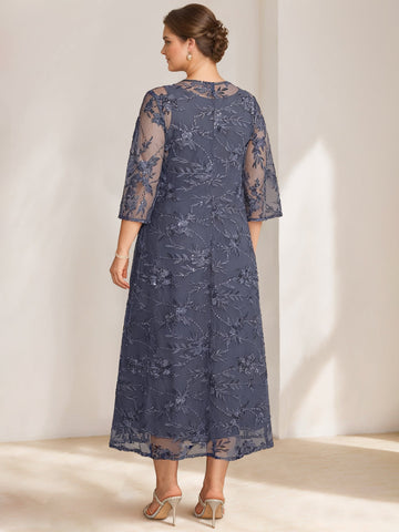 A-Line/Princess Scoop Plus Size Mother of the Bride Dresses Chiffon with Lace Wrap/Jacket