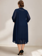 Sheath/Column Scoop Chiffon Plus Size Mother of the Bride Dresses Sequins Lace with Wrap/Jacket