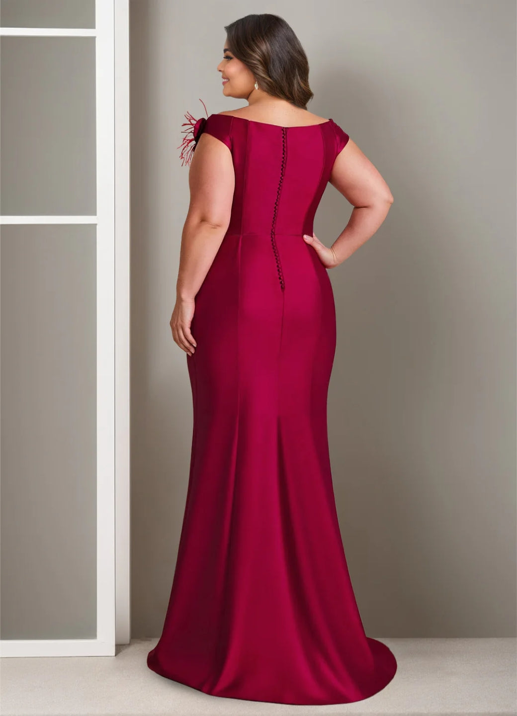 Trumpet/Mermaid Off-the-Shoulder Plus Size Mother of the Bride Dresses with Ruffles
