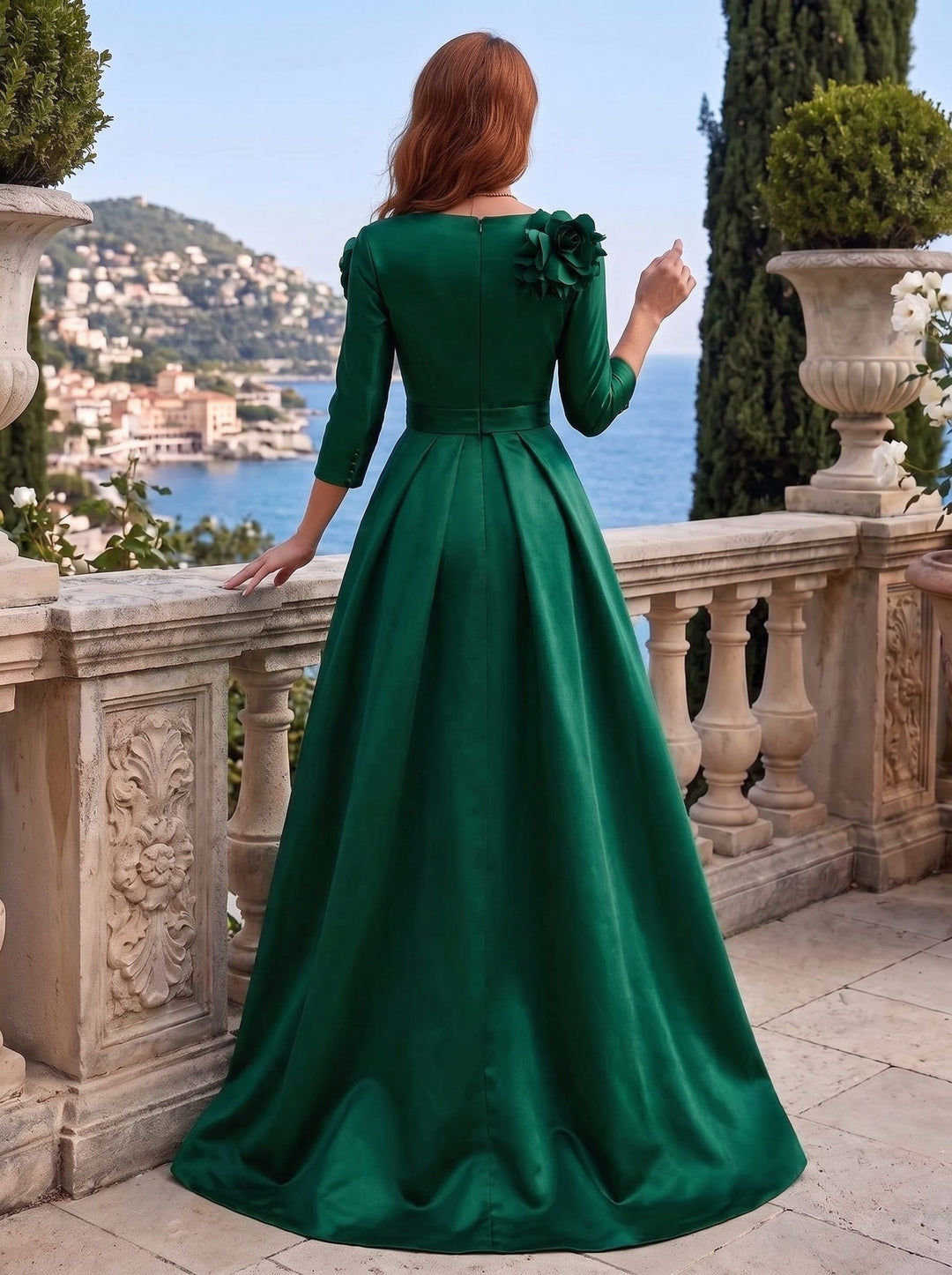 A-Line/Princess 3/4 Sleeves V-Neck Mother of the Bride Dresses Sweep Train
