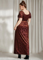Sheath/Column Square Collar Velvet Plus Size Mother of the Bride Dresses Ruffles Short Sleeves Ankle-Length