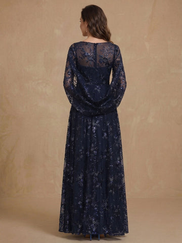 A-Line/Princess Scoop Sequins Lace Mother of the Bride Dresses Cape Sleeves Floral Floor-Length