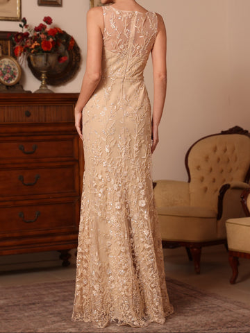 2 Pieces Sheath/Column Lace Mother of the Bride Dresses with Shawl Scoop Beading Sleeveless Floor-Length