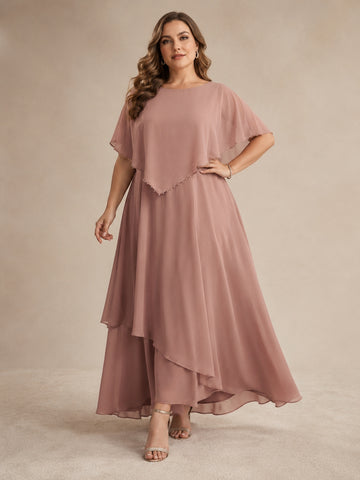 A-Line/Princess Scoop Chiffon Plus Size Mother of the Bride Dresses Beading Floor-Length Pleated Sleeveless