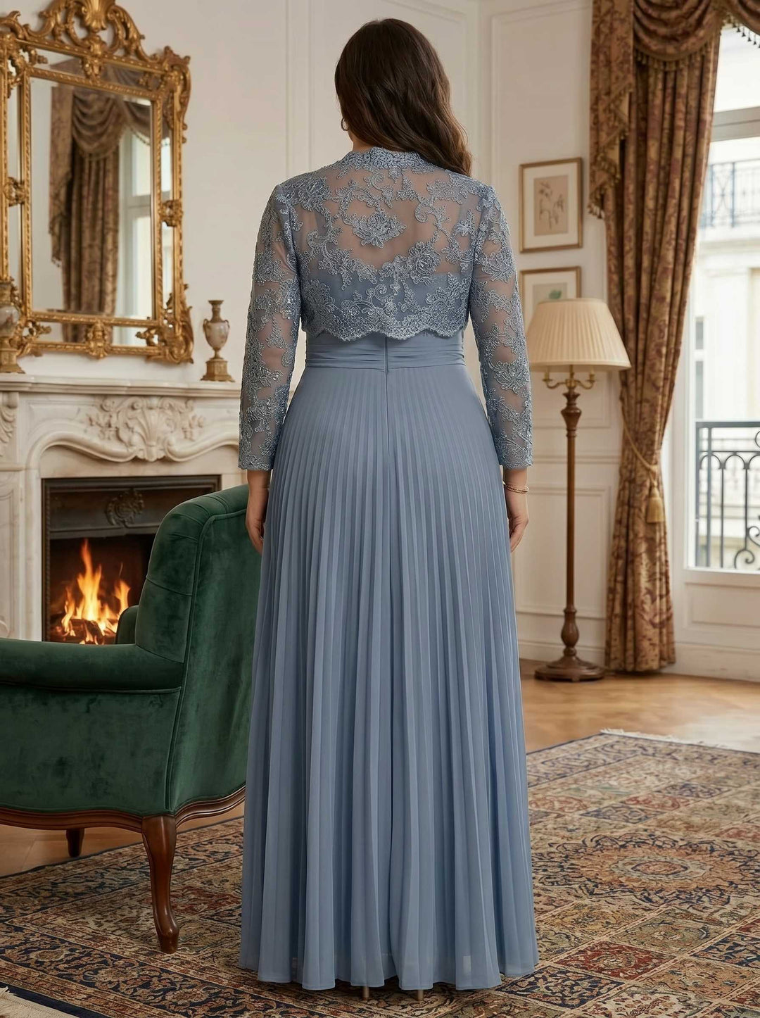 Sheath/Column Sweetheart Long Sleeves Chiffon Floor-Length Plus Size Mother of the Bride Dresses with Jacket