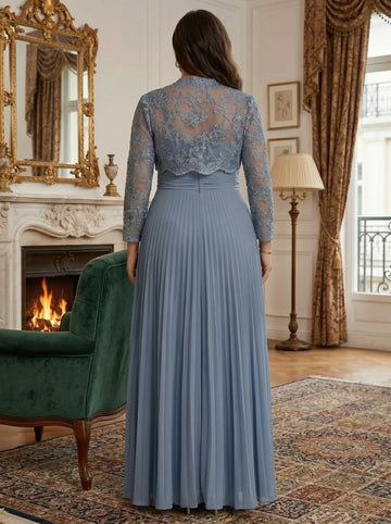 Sheath/Column Sweetheart Long Sleeves Chiffon Floor-Length Plus Size Mother of the Bride Dresses with Jacket