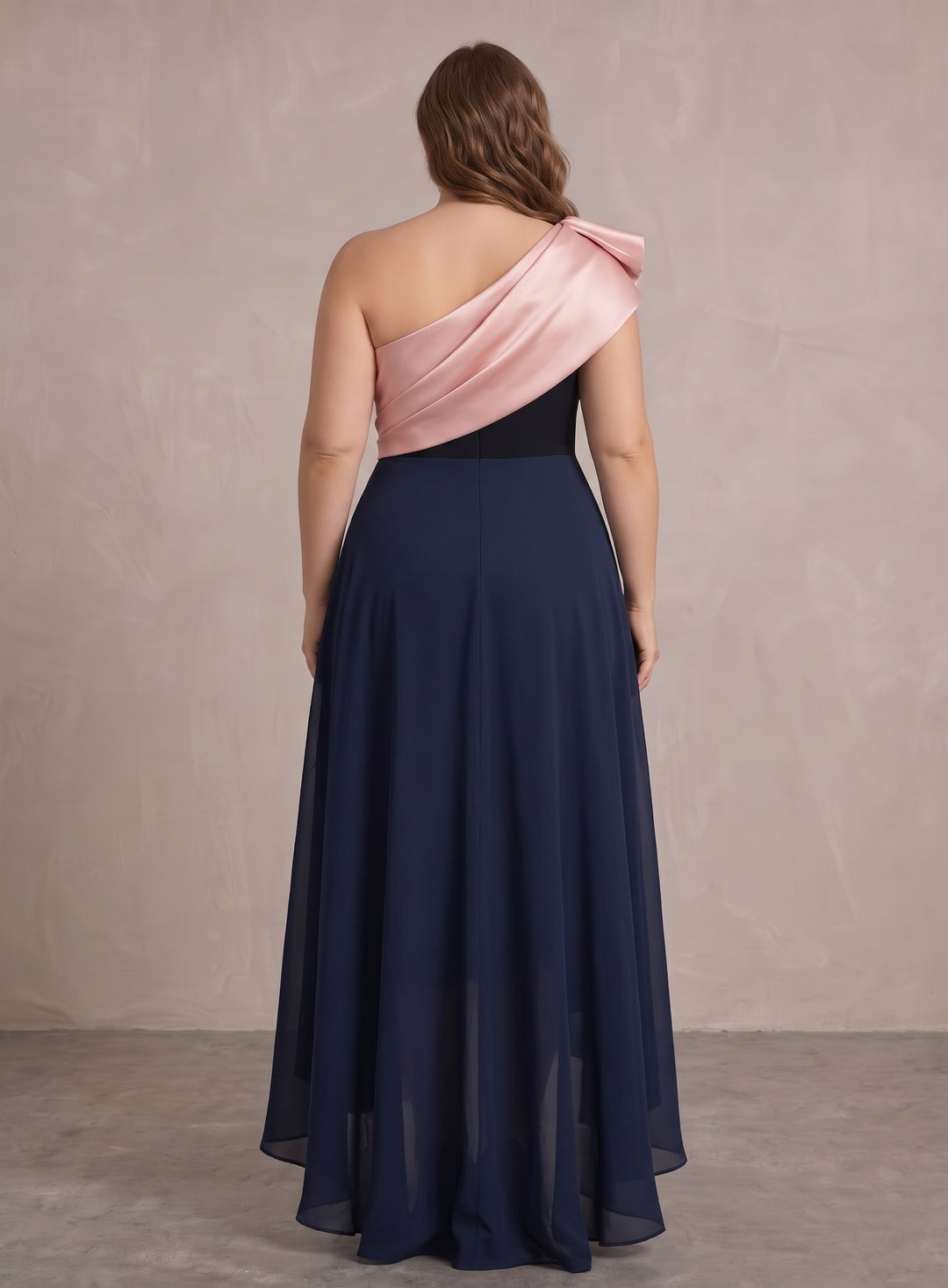 A-Line/Princess One-Shoulder Stretch Satin Plus Size Mother of the Bride Dresses Sleeveless Asymmetrical Floor-Length