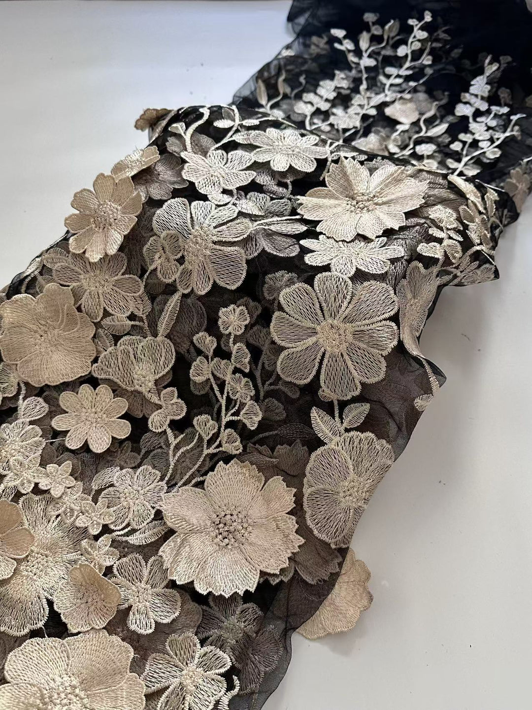 Sheath/Column High Neck Lace Floral Mother of the Bride Dresses Long Sleeves Tea-Length