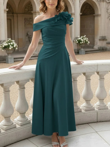 A-Line/Princess Off-the-Shoulder Mother of the Bride Dresses Ankle-Length Floral Sleeveless with 3D Flower