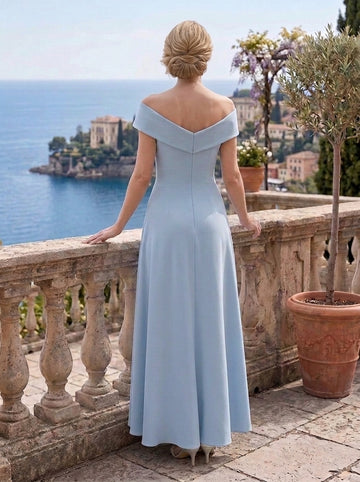 A-Line/Princess Off-the-Shoulder Mother of the Bride Dresses Ankle-Length Floral Sleeveless with 3D Flower