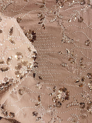 A-Line/Princess V-Neck Sequins Lace Mother of the Bride Dresses 3/4 Sleeves Floral Tea-Length