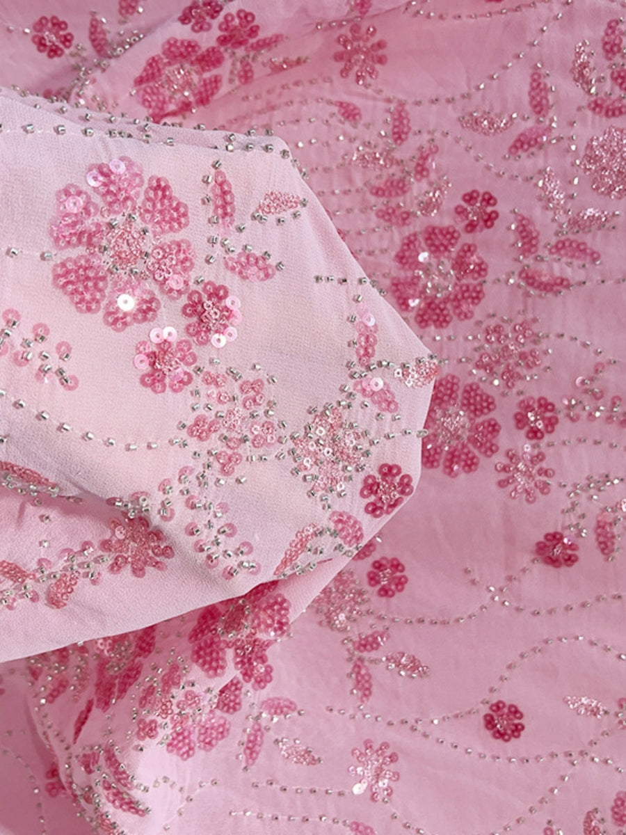 A-Line/Princess V-Neck Sequins Lace Mother of the Bride Dresses 3/4 Sleeves Floral Tea-Length