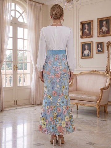 Trumpet/Mermaid V-Neck Taffeta Mother of the Bride Dresses Long Sleeves Ankle-Length Floral Belt