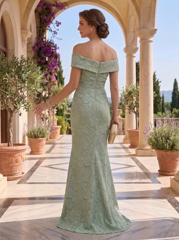 Trumpet/Mermaid Off-the-Shoulder Chiffon Floral Mother of the Bride Dresses Floor-Length Sleeveless
