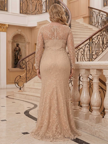 Trumpet/Mermaid Scoop Chiffon Plus Size Mother of the Bride Dresses Lace Embroidery Floor-Length