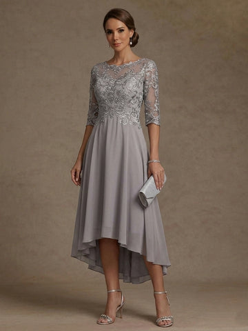 A-Line/Princess Scoop Asymmetrical Mother of the Bride Dresses