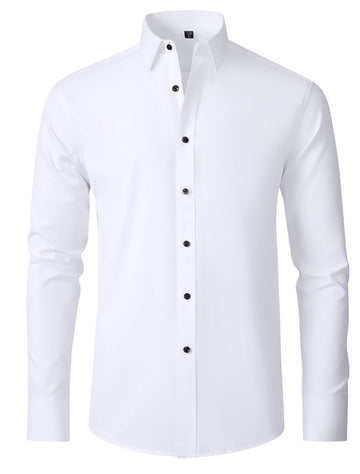 White Red Black Purple Pink Men's Long Sleeves Classic Solid Color Shirt