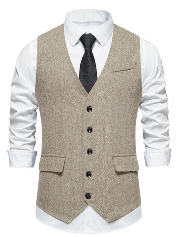Men's Business Single Breasted More-buttons Vest