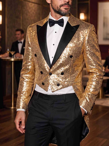Men's Tailored Fit Double Breasted Six-buttons Party Jacket