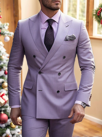 Men's Tailored Fit Double Breasted Six-buttons 2 Pieces Wedding Suits
