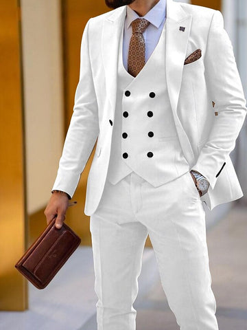Men's Tailored Fit Single Breasted One-button 3 Pieces Wedding Suits