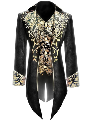 Men's Steampunk Vintage Exquisite Floral Coat Tuxedo Suit
