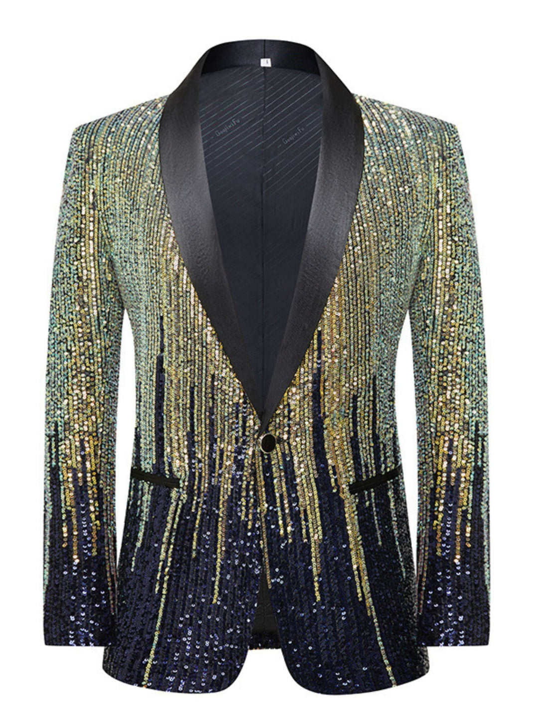 Men's Fashional Gradient Sequins Sparkling Single Button Wedding c