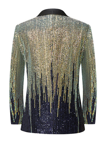 Men's Fashional Gradient Sequins Sparkling Single Button Wedding c