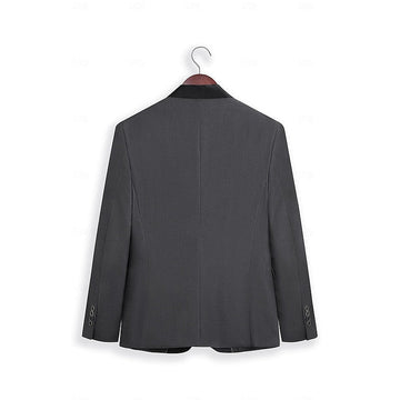 Dark Gray Men's Tailored Fit Single Breasted One-button 2 Pieces Prom Wedding Suits
