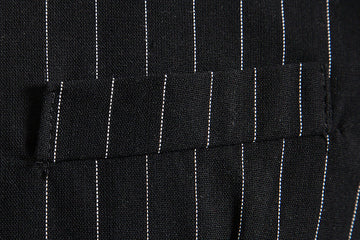 Black Men's Formal Striped Single Breasted Buttons Retro Vest