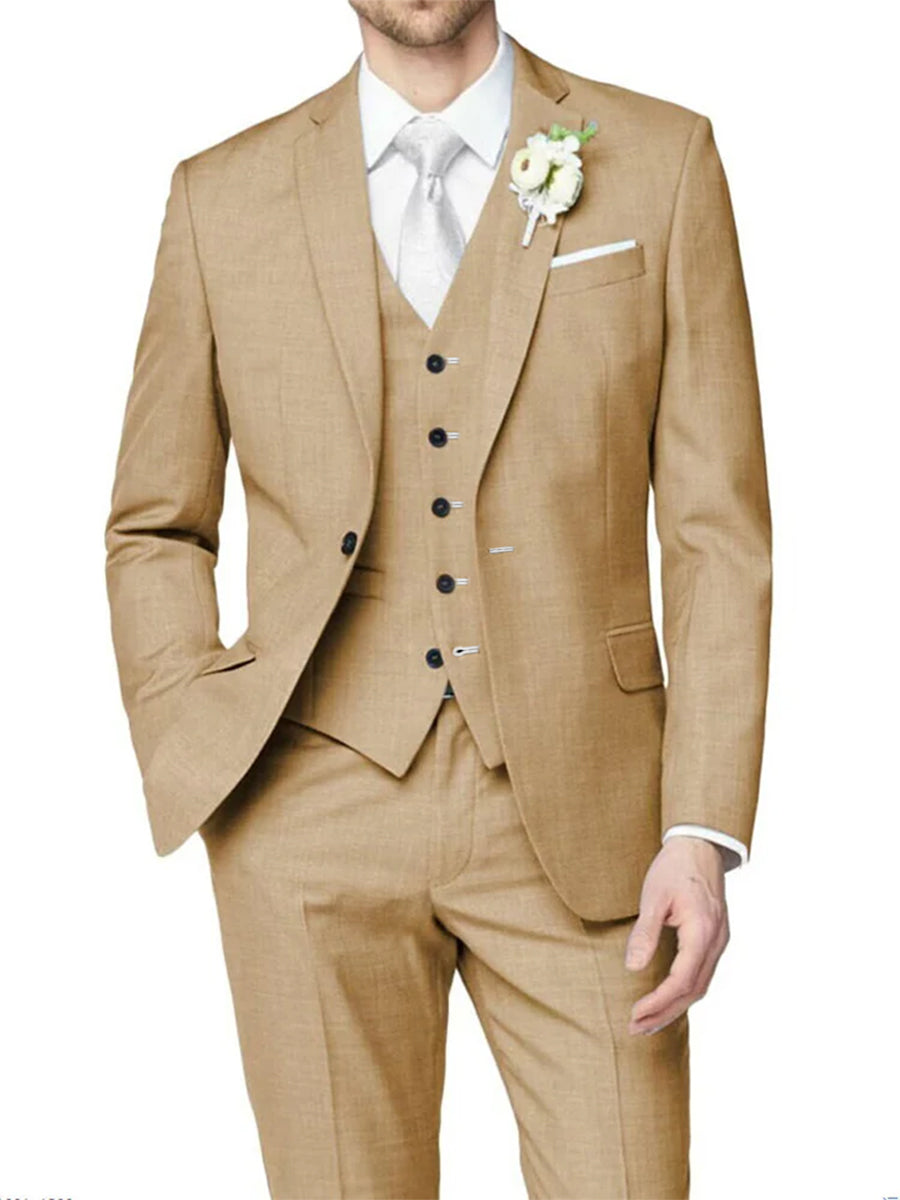 Lilac Men's Formal Notch Tailored Fit Single Breasted One-button Wedding Party Suits