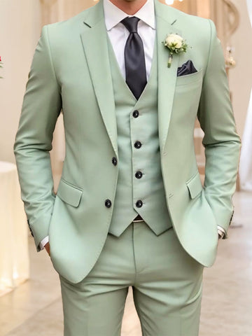Men's Standard Fit Single Breasted Two-Buttons Beach Wedding Formal Prom Party Suits