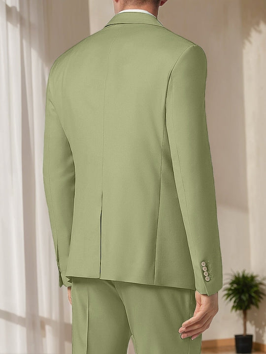 Men's Tailored Fit Single Breasted Two-Buttons Fashionable Solid Colored Beach Wedding Prom Party Suits