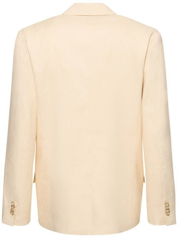 Men's Cream Single Breasted Four-buttons Peaked Lapel Casual Party Business Suits with Pockets