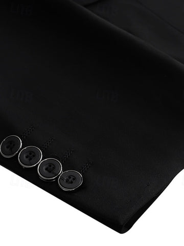 Men's Black Single Breasted Two-buttons Notched Lapel Wedding Prom Party Suits