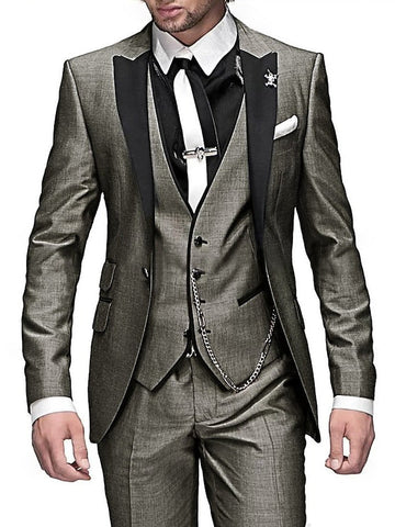 Men's 3 Pieces Standard Fit Single Breasted One-button Wedding Party Suits
