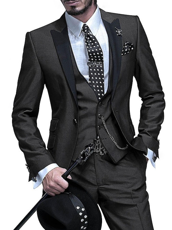 Men's 3 Pieces Standard Fit Single Breasted One-button Wedding Party Suits