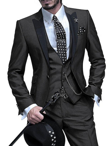 Men's 3 Pieces Standard Fit Single Breasted One-button Wedding Party Suits