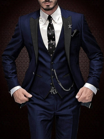Men's 3 Pieces Standard Fit Single Breasted One-button Wedding Party Suits