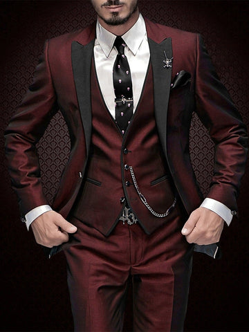 Men's 3 Pieces Standard Fit Single Breasted One-button Wedding Party Suits